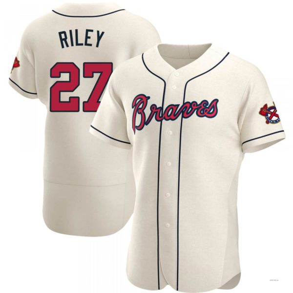 Atlanta Braves #27 Austin Riley Cream Alternate Jersey Stitches Baseball Jerseys baseball jersey product view 1
