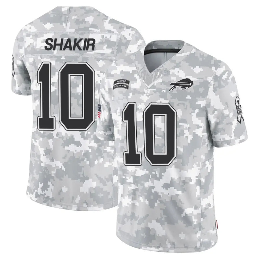 B.Bills #10 Khalil Shakir Player Arctic Camo Salute to Service Limited Football Jerseys football jersey product view 1