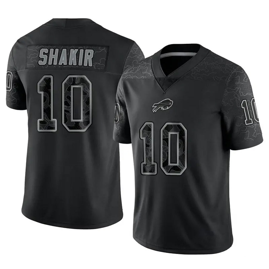 B.Bills #10 Khalil Shakir Player Black RFLCTV Limited Football Jerseys football jersey product view 1