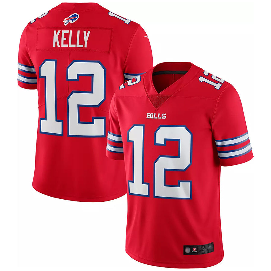 B.Bills #12 Jim Kelly Player Red Game Replica Limited Football Jerseys football jersey product view 1