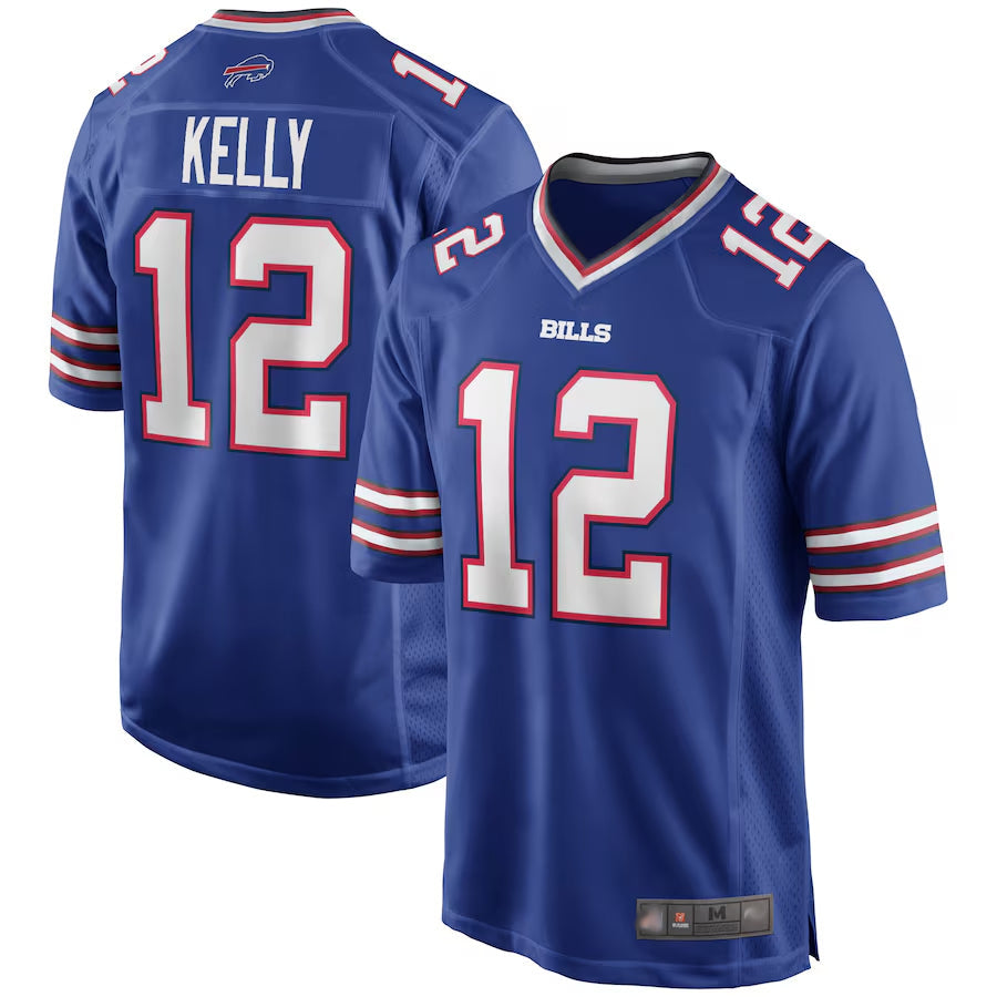B.Bills #12 Jim Kelly Player Royal Game Replica Football Jerseys football jersey product view 1