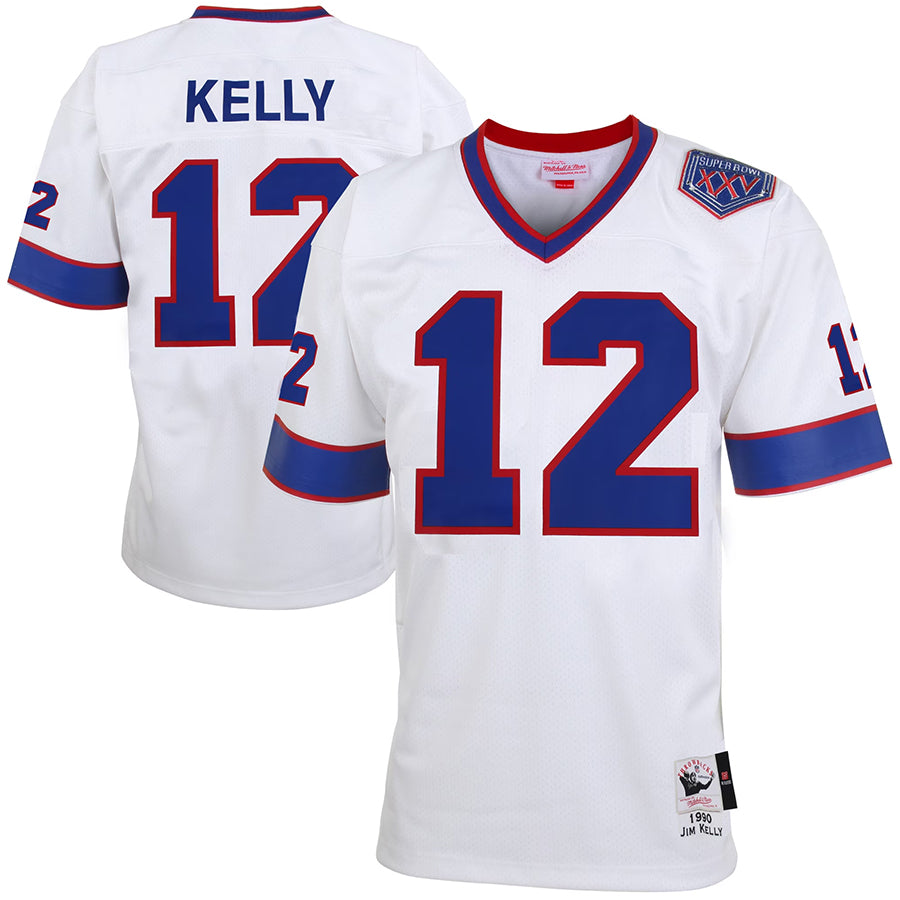 B.Bills #12 Jim Kelly Player White Throwback Home Limited Football Jerseys football jersey product view 1