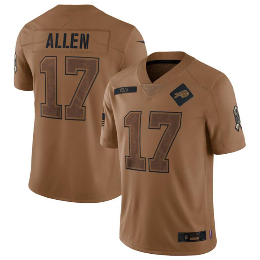 B.Bills #17 Josh Allen Player Brown Salute To Service Limited Jersey American Stitched Football Jerseys football jersey product view 2