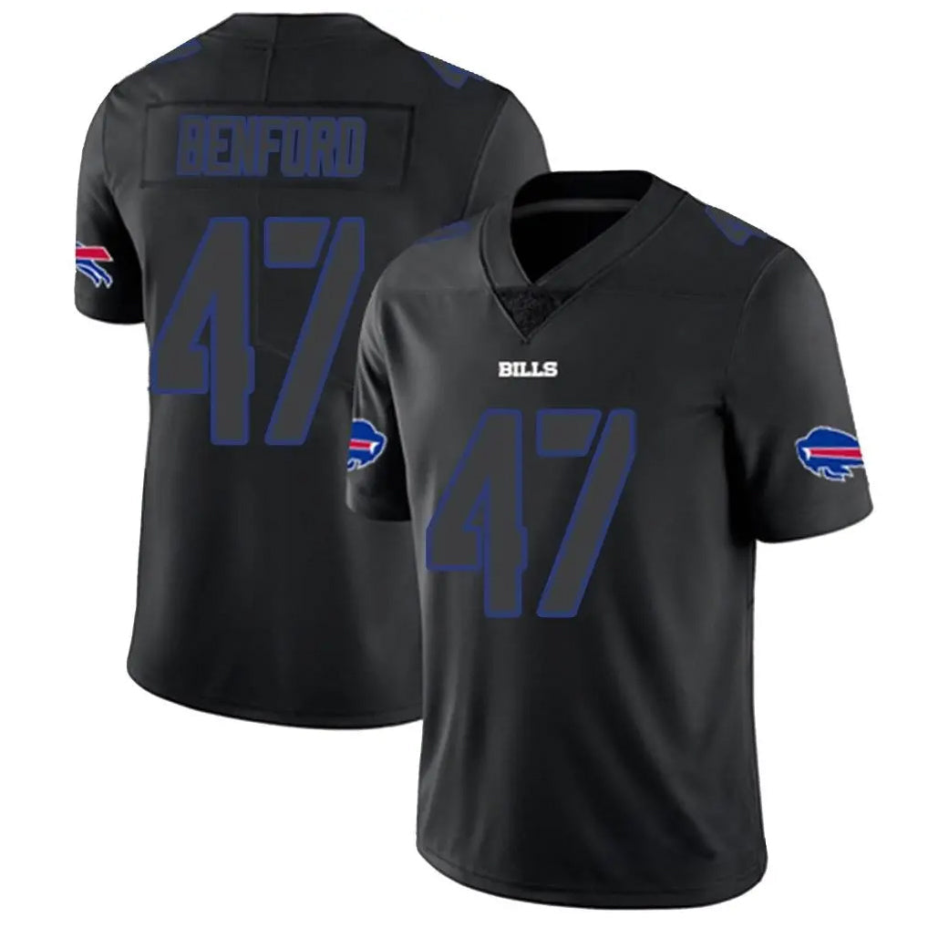 B.Bills #47 Christian Benford Player Limited Black Impact Football Jerseys football jersey product view 1