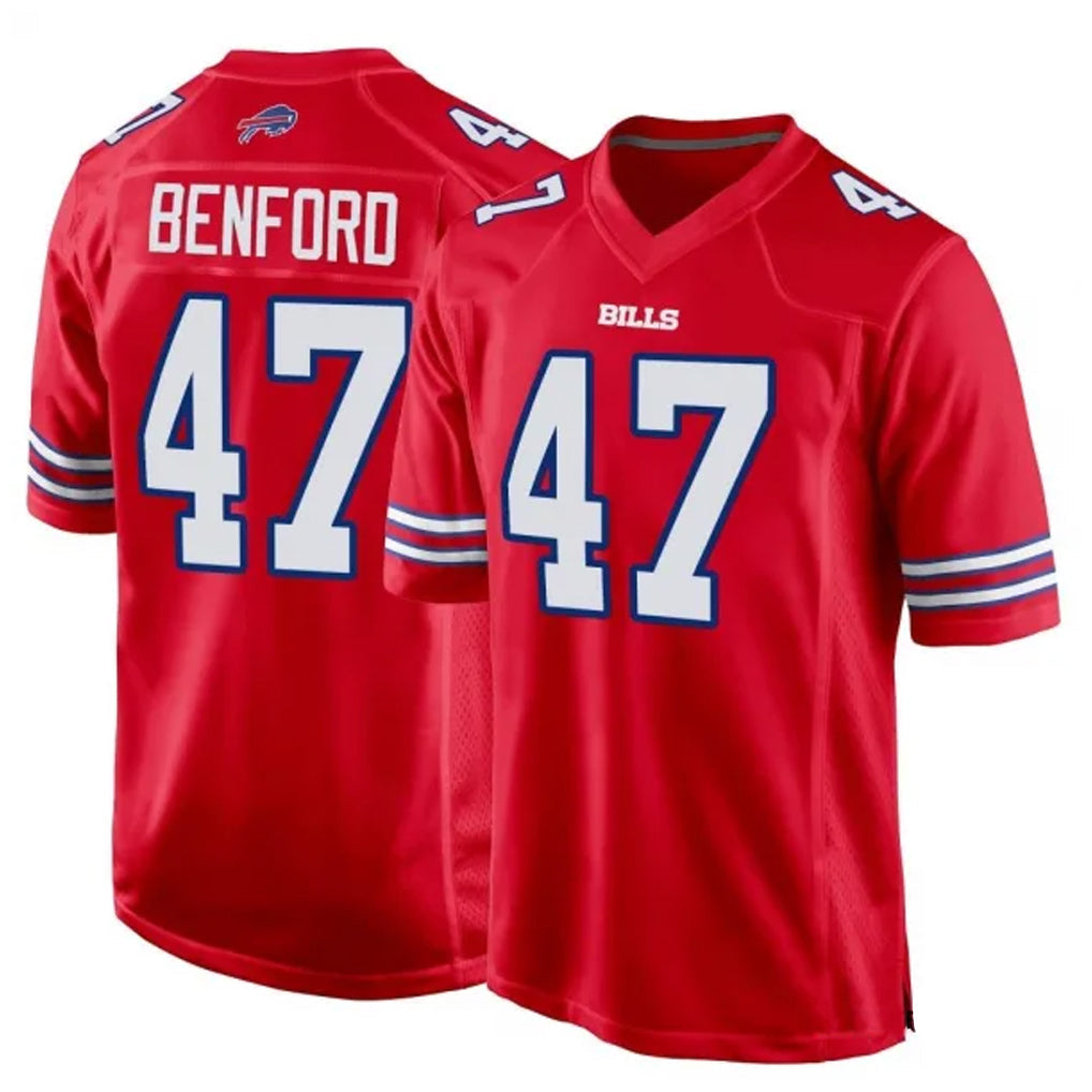 B.Bills #47 Christian Benford Player Red Home Game Football Jerseys football jersey product view 1