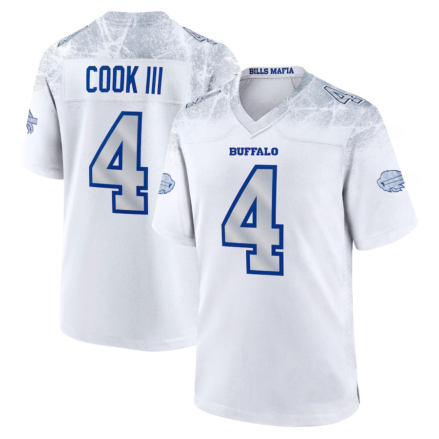 B.Bills #4 James Cook III Player White Rivalries Collection Game Football Jerseys football jersey product view 2