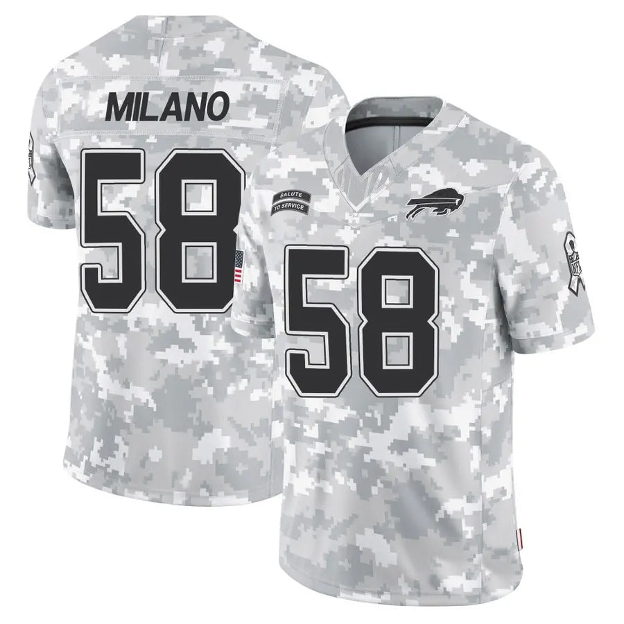 B.Bills #58 Matt Milano Player Arctic Camo Salute to Service Limited Football Jerseys football jersey product view 1