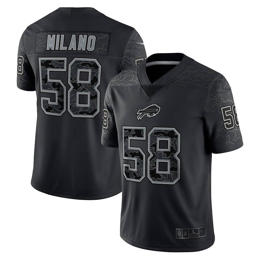 B.Bills #58 Matt Milano Player Black RFLCTV Limited Football Jerseys football jersey product view 1