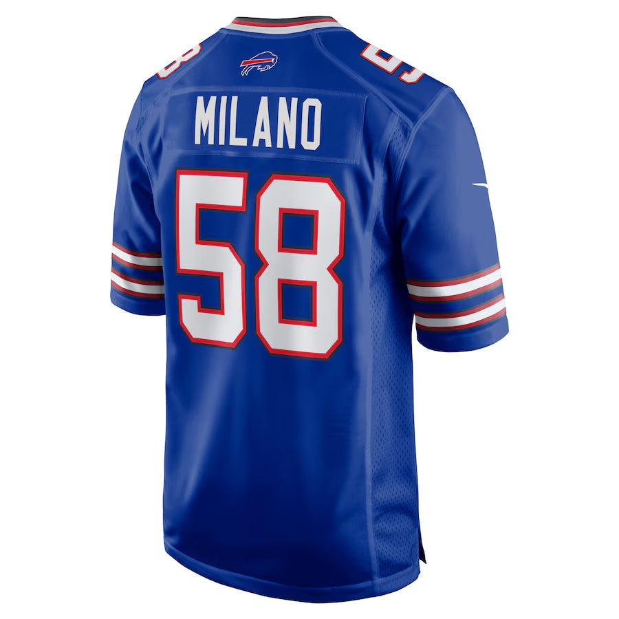 B.Bills #58 Matt Milano Player Royal Home Game Football Jerseys football jersey product view 1