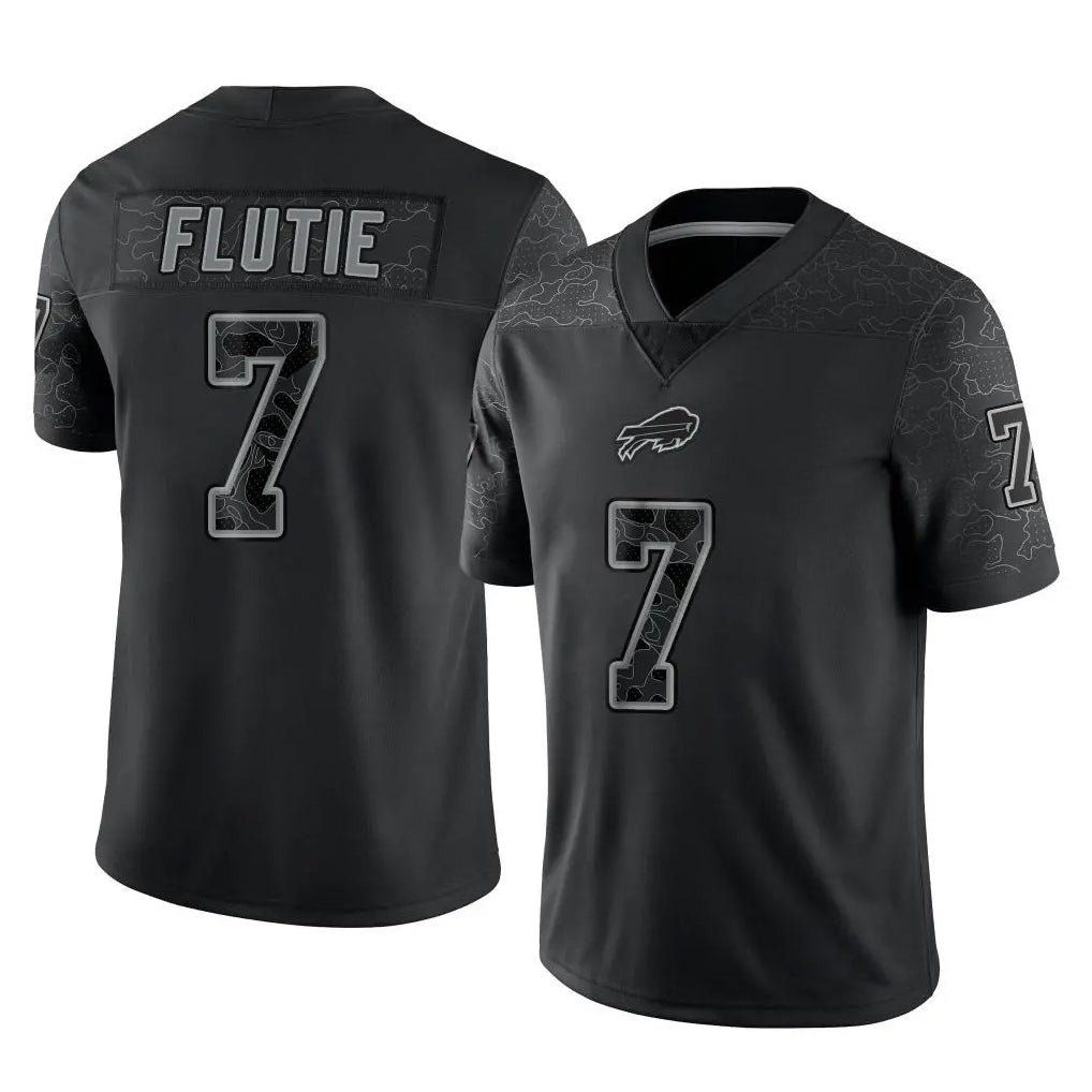 B.Bills #7 Doug Flutie Player Black RFLCTV Limited Football Jerseys football jersey product view 1
