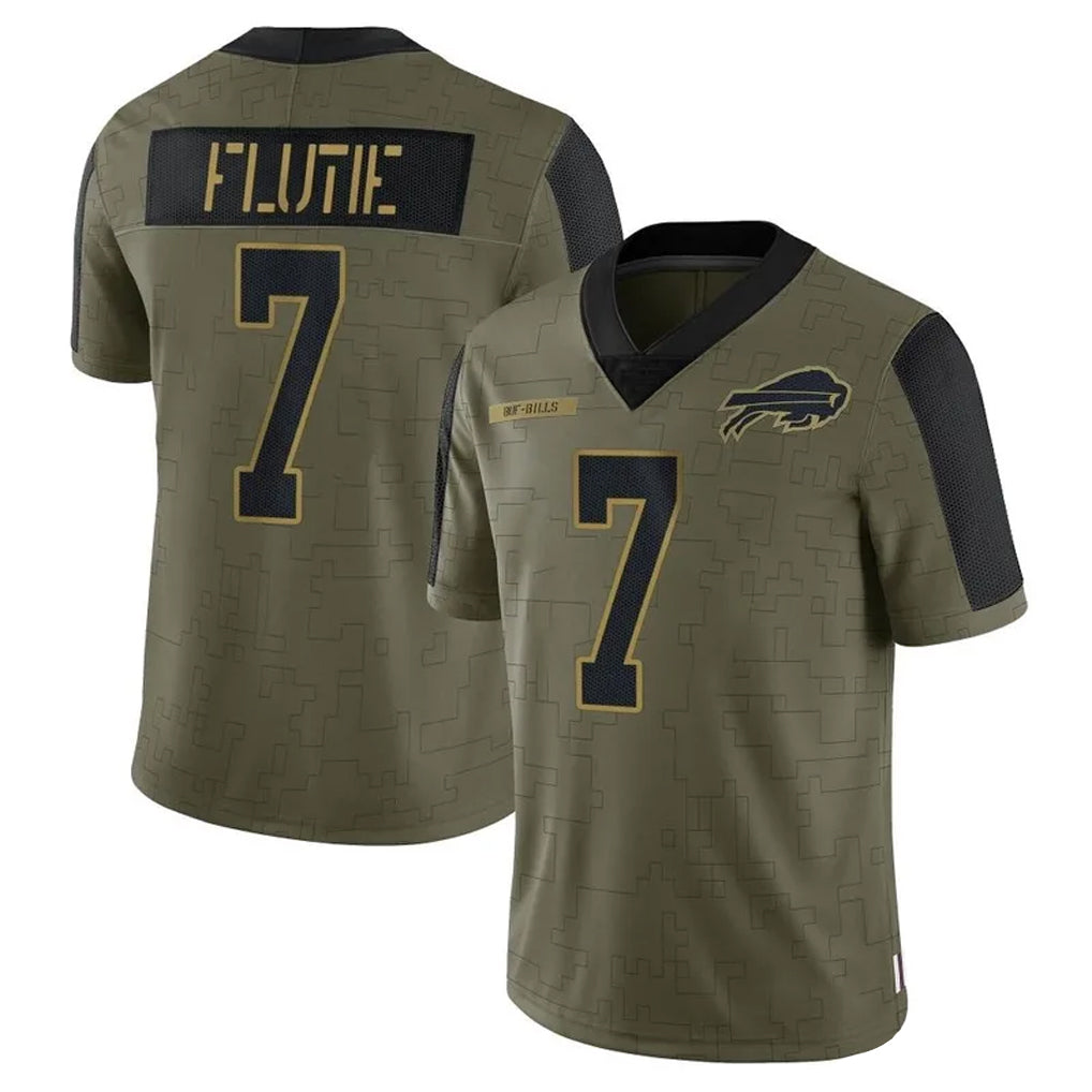 B.Bills #7 Doug Flutie Player Salute To Service Legend Limited Game Football Jerseys football jersey product view 1