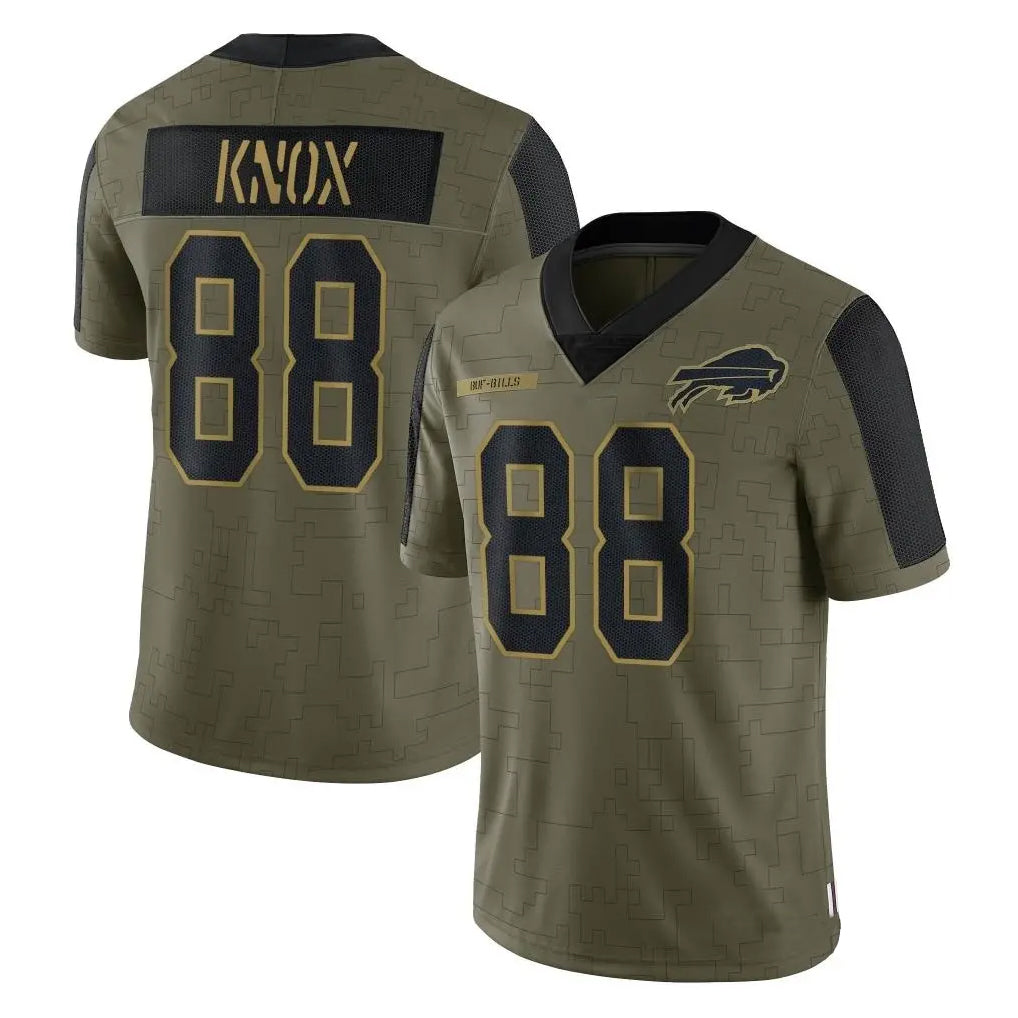 B.Bills #88 Dawson Knox Player Salute To Service Olive Football Jerseys football jersey product view 1