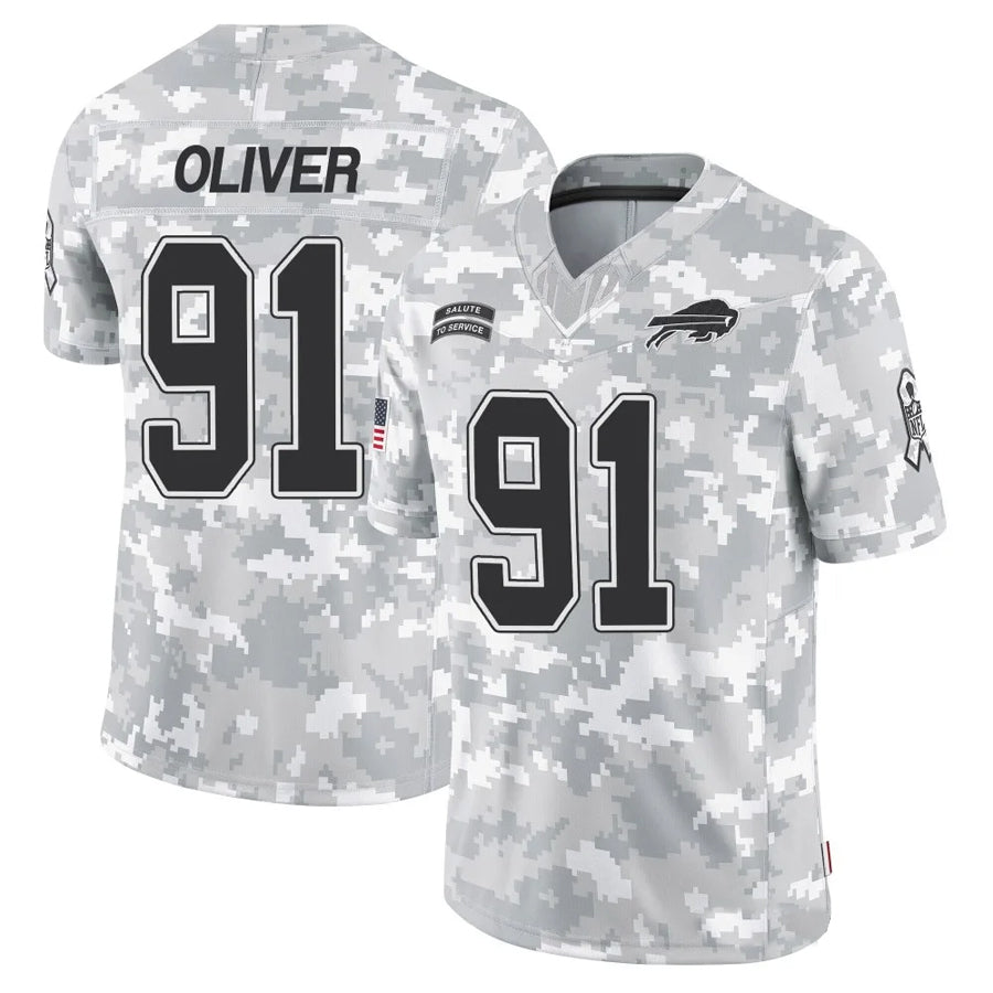 B.Bills #91 Ed Oliver Player Arctic Camo Salute to Service Limited Football Jerseys football jersey product view 1