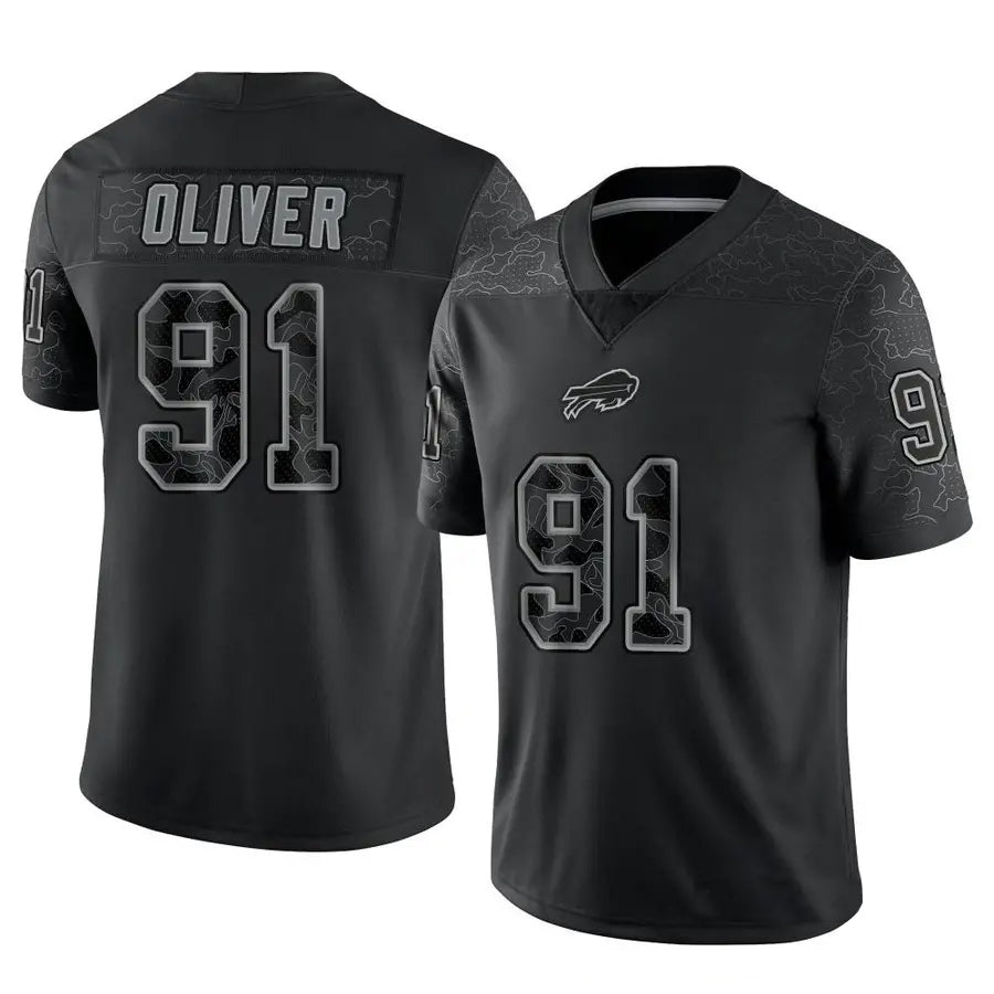 B.Bills #91 Ed Oliver Player Black RFLCTV Limited Football Jerseys football jersey product view 1