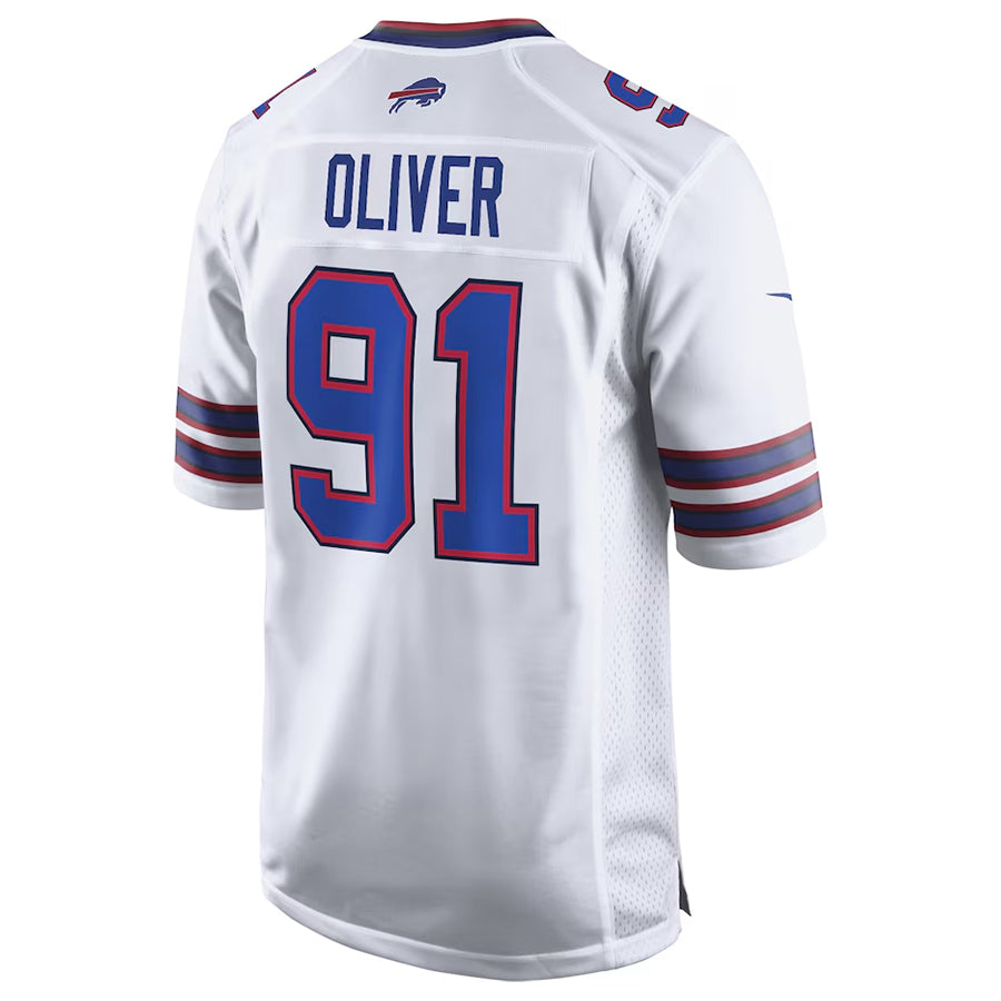 B.Bills #91 Ed Oliver Player White Home Game Football Jerseys football jersey product view 1