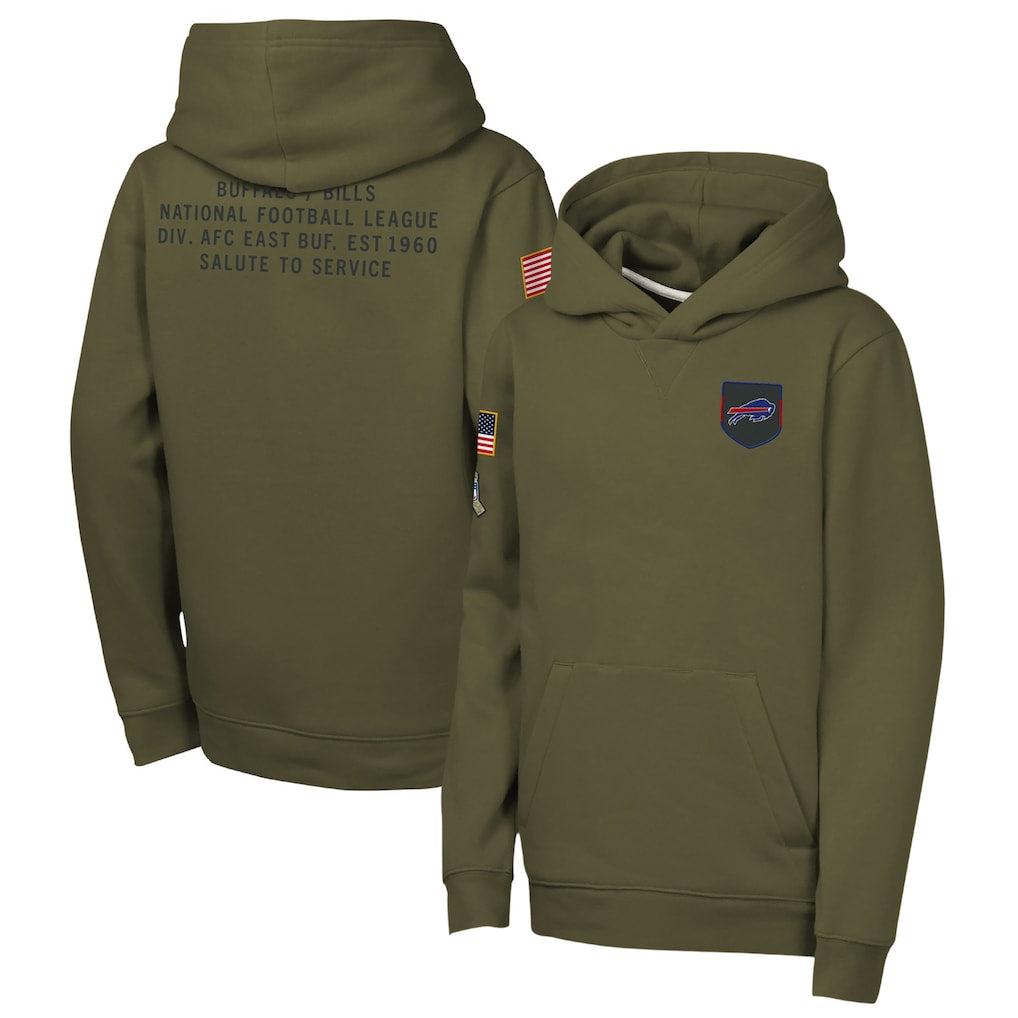 B.Bills Player Olive Salute to Service Club Fleece Hoodie Football Jerseys football jersey product view 1