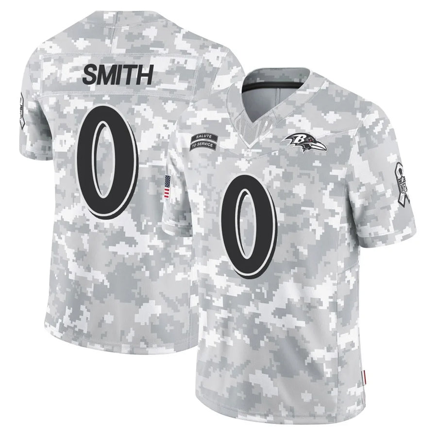 B.Ravens #0 Roquan Smith Player Arctic Camo Salute to Service Limited Football Jerseys football jersey product view 1