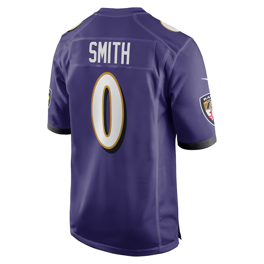 B.Ravens #0 Roquan Smith Player Purple Game Home Football Jerseys football jersey product view 1