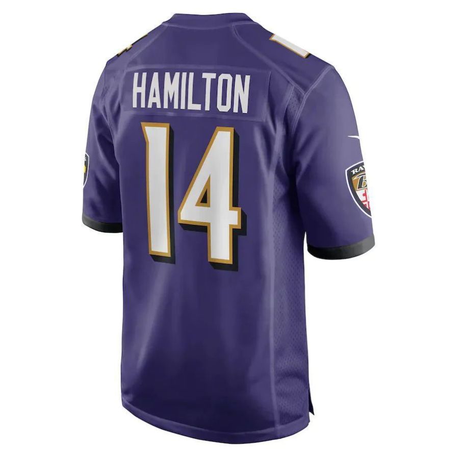 B.Ravens #14 Kyle Hamilton Purple Game Player Jersey Stitched American Football Jerseys football jersey product view 1