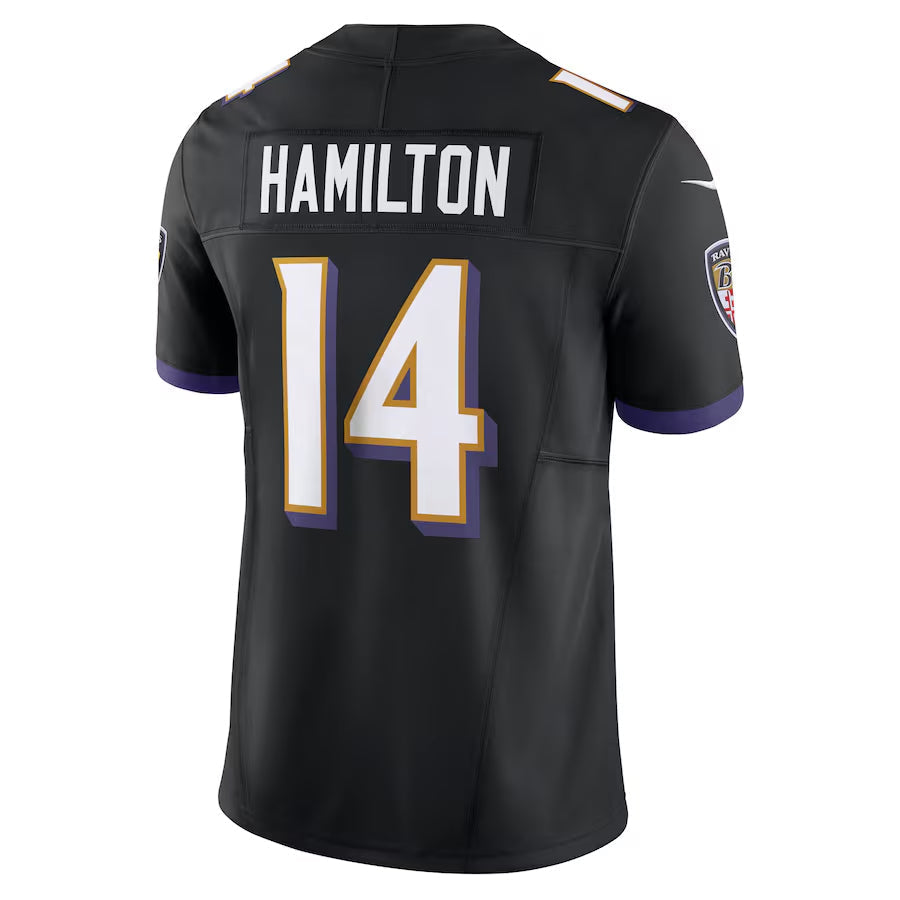 B.Ravens #14 Kyle Hamilton Player Black Vapor F.U.S.E. Limited Football Jerseys football jersey product view 1
