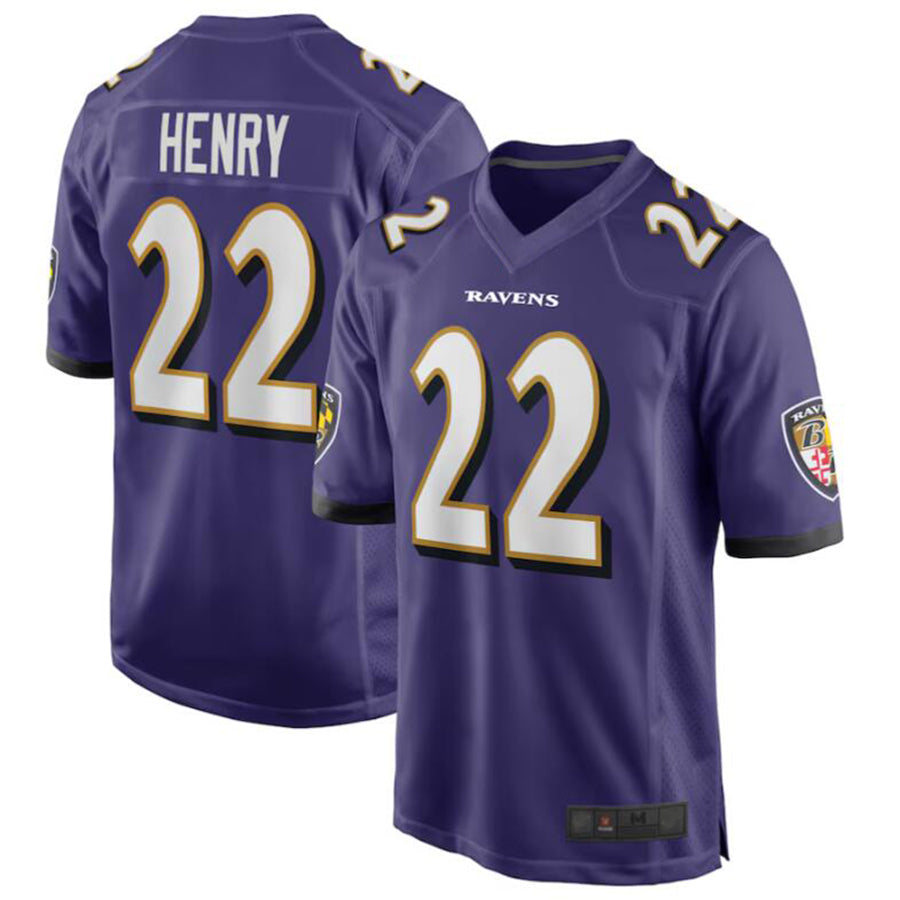 B.Ravens #22 Derrick Henry Player Purple Game Jersey American Stitched Football Jerseys football jersey product view 2