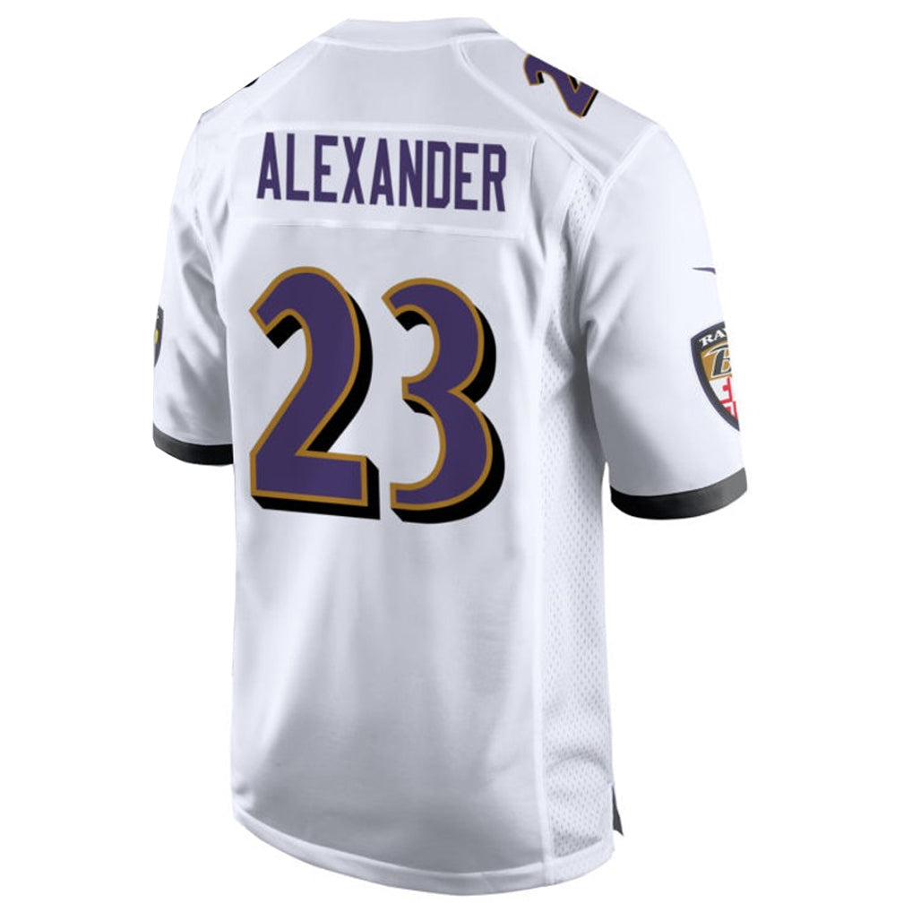 B.Ravens #23 Jaire Alexander Player White Home Game Football Jerseys football jersey product view 1