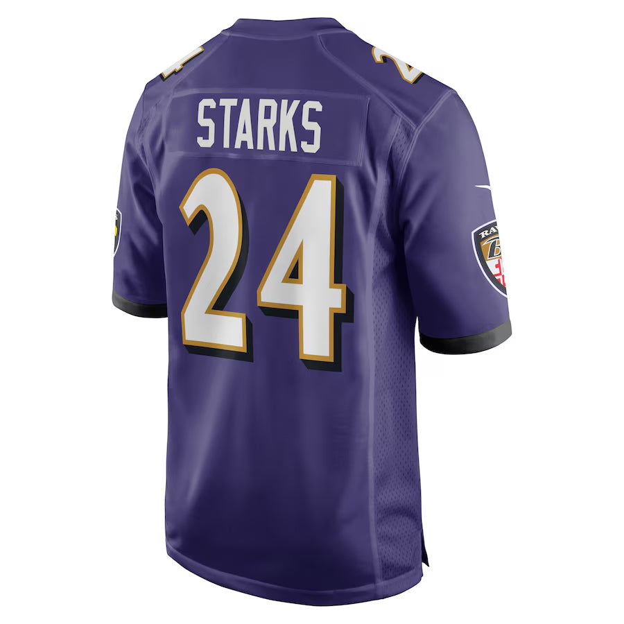 B.Ravens #24 Malaki Starks Player Purple Game Home Football Jerseys football jersey product view 1