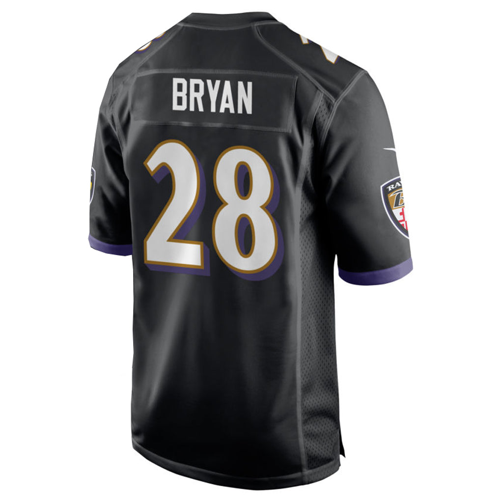 B.Ravens #28 Taven Bryan Player Black Home Game Football Jerseys football jersey product view 1