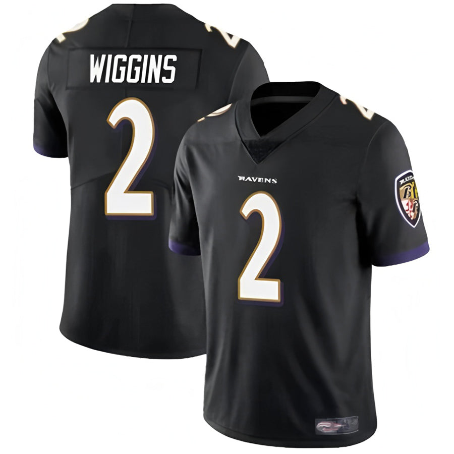 B.Ravens #2 Nate Wiggins Player Vapor F.U.S.E. Limited Black Football Jerseys football jersey product view 1