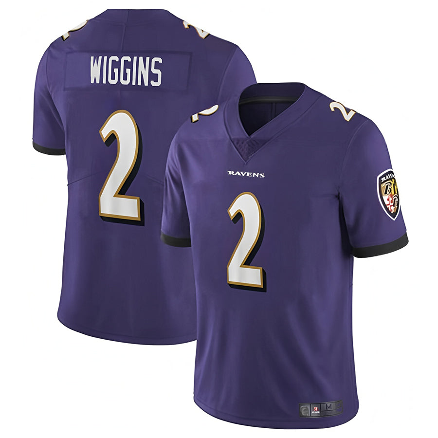 B.Ravens #2 Nate Wiggins Player Vapor F.U.S.E. Limited Purple Football Jerseys football jersey product view 1