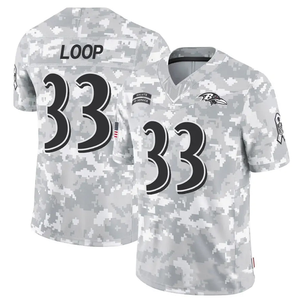 B.Ravens #33 Tyler Loop Player Arctic Camo Salute to Service Limited Football Jerseys football jersey product view 1
