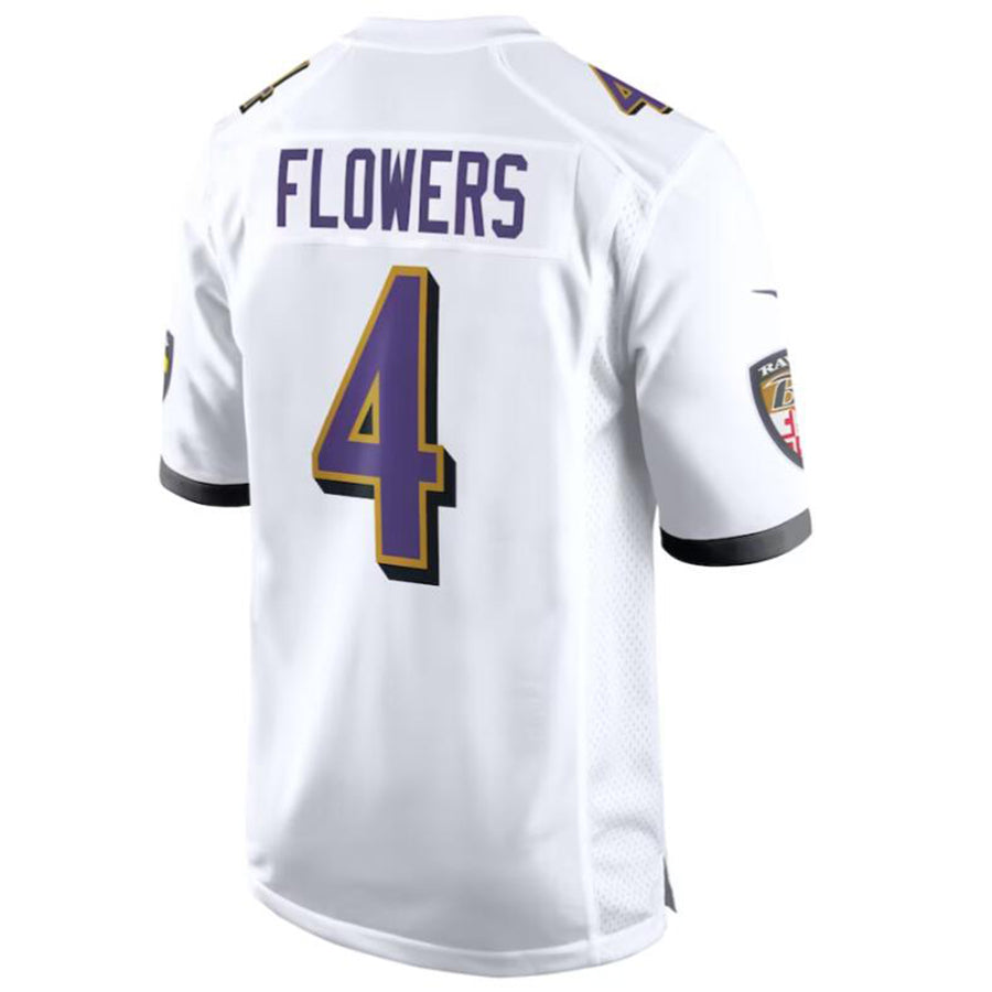 B.Ravens #4 Zay Flowers Player White Game Home Football Jerseys football jersey product view 1
