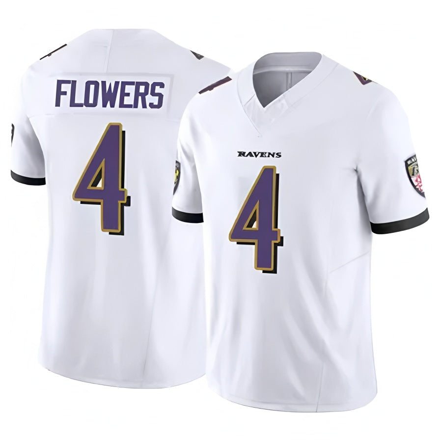 B.Ravens #4 Zay Flowers Player Vapor F.U.S.E. Limited White Football Jerseys football jersey product view 1