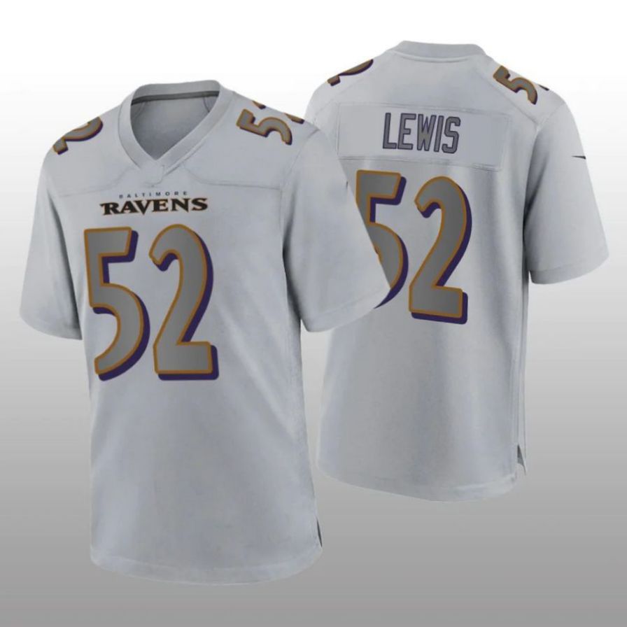 B.Ravens #52 Ray Lewis Player Gray Game Jersey Stitched American Football Jerseys football jersey product view 1