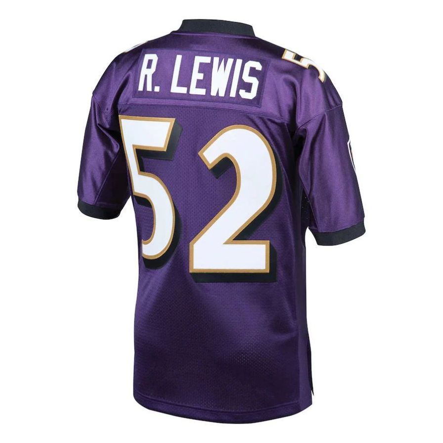 B.Ravens #52 Ray Lewis Purple 2000 Authentic Throwback Retired Player Jersey Stitched American Football Jerseys football jersey product view 1