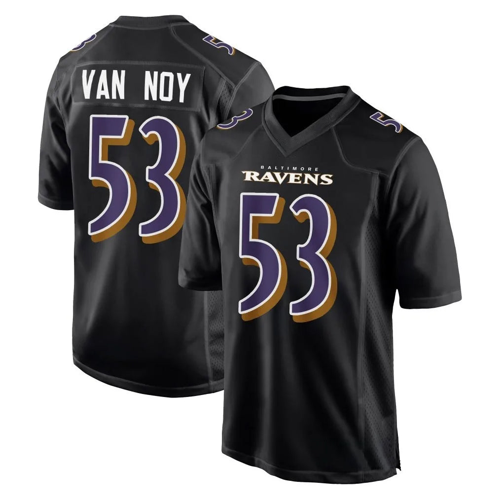 B.Ravens #53 Kyle Van Noy Player Carbon Black Fashion Football Jerseys football jersey product view 1
