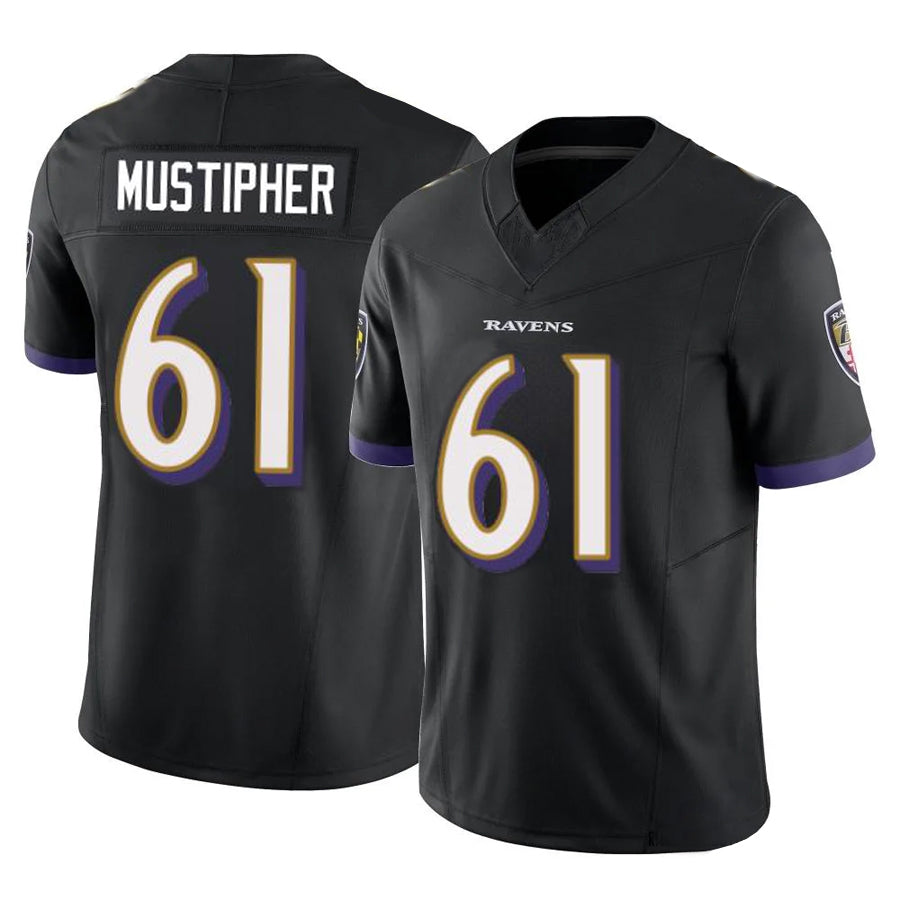 B.Ravens #61 Sam Mustipher Player Black Vapor F.U.S.E. Limited Football Jerseys football jersey product view 1