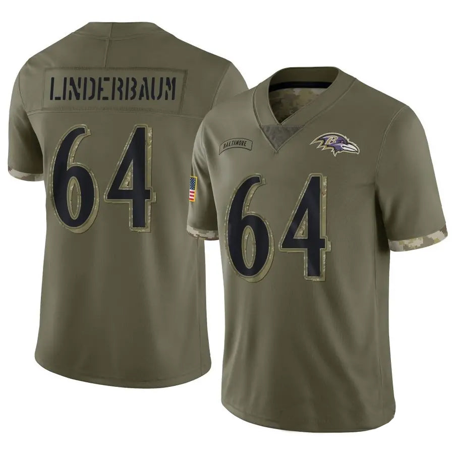 B.Ravens #64 Tyler Linderbaum Player Salute To Service Olive Football Jerseys football jersey product view 1