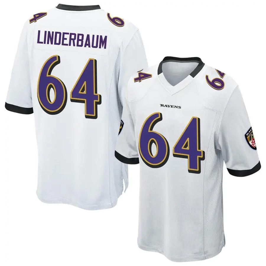B.Ravens #64 Tyler Linderbaum Player White Game Football Jerseys football jersey product view 1