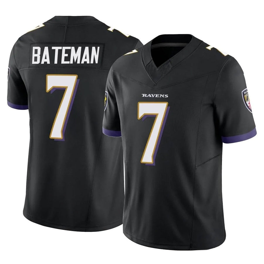B.Ravens #7 Rashod Bateman Player Black Vapor F.U.S.E. Limited Football Jerseys football jersey product view 1