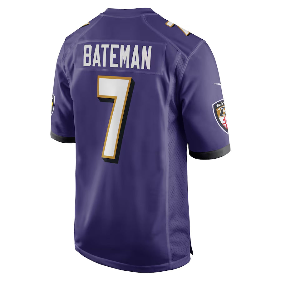 B.Ravens #7 Rashod Bateman Player Purple Game Home Football Jerseys football jersey product view 1