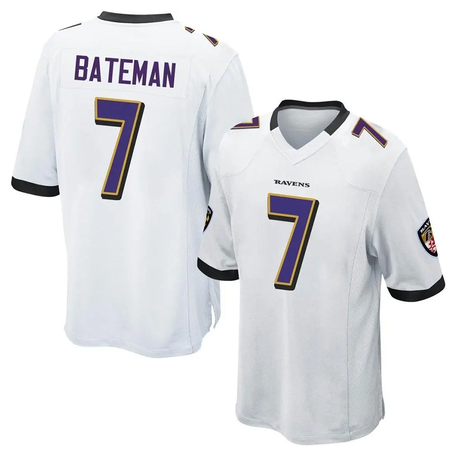 B.Ravens #7 Rashod Bateman Player White Game Home Football Jerseys football jersey product view 1