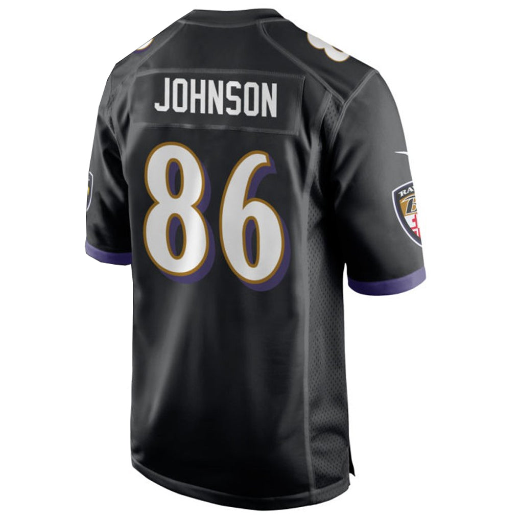 B.Ravens #86 Cornelius Johnson Player Black Home Game Football Jerseys football jersey product view 1