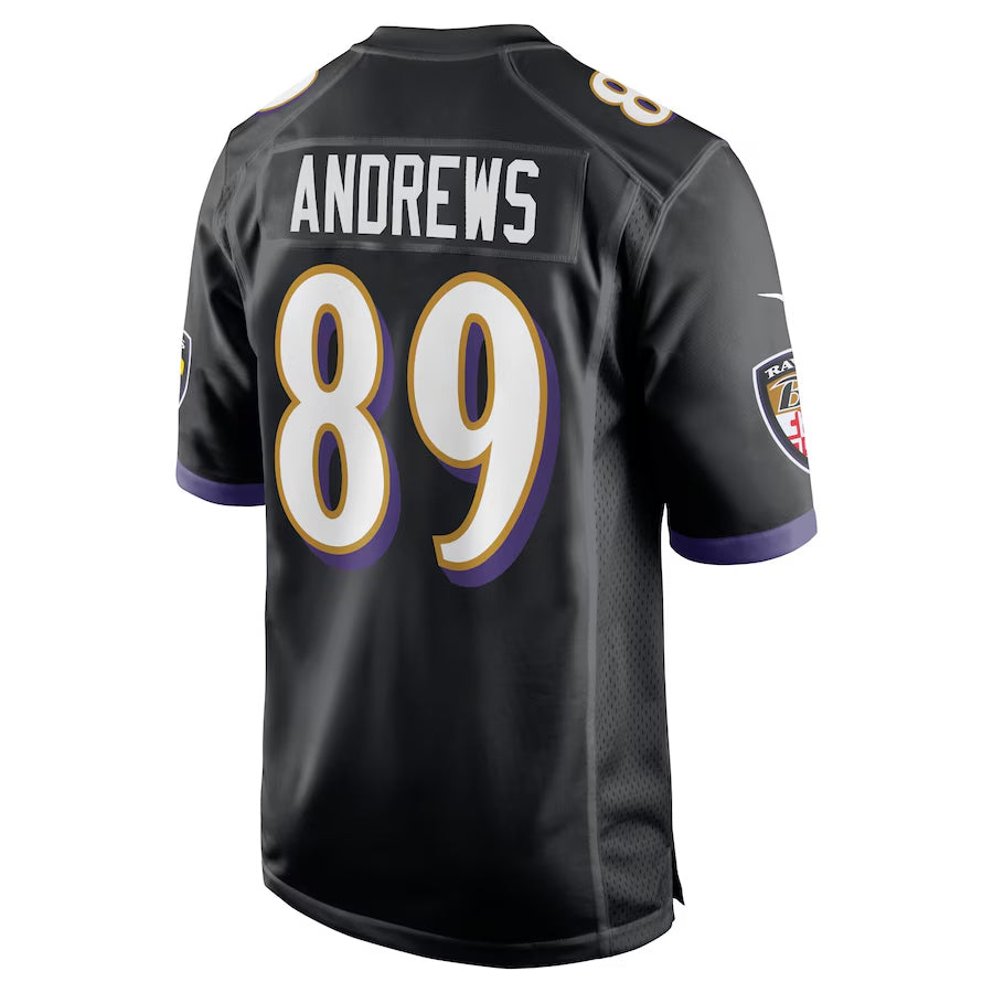 B.Ravens #89 Mark Andrews Player Black Home Game Football Jerseys football jersey product view 1