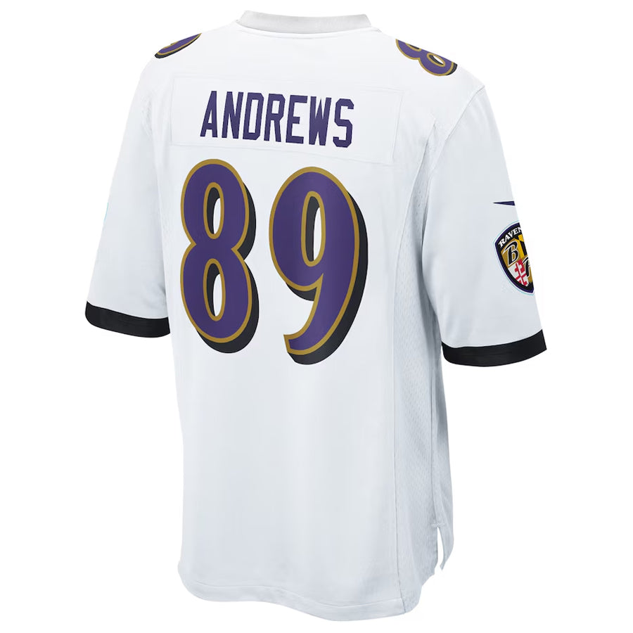 B.Ravens #89 Mark Andrews Player White Replica Game Football Jerseys football jersey product view 1