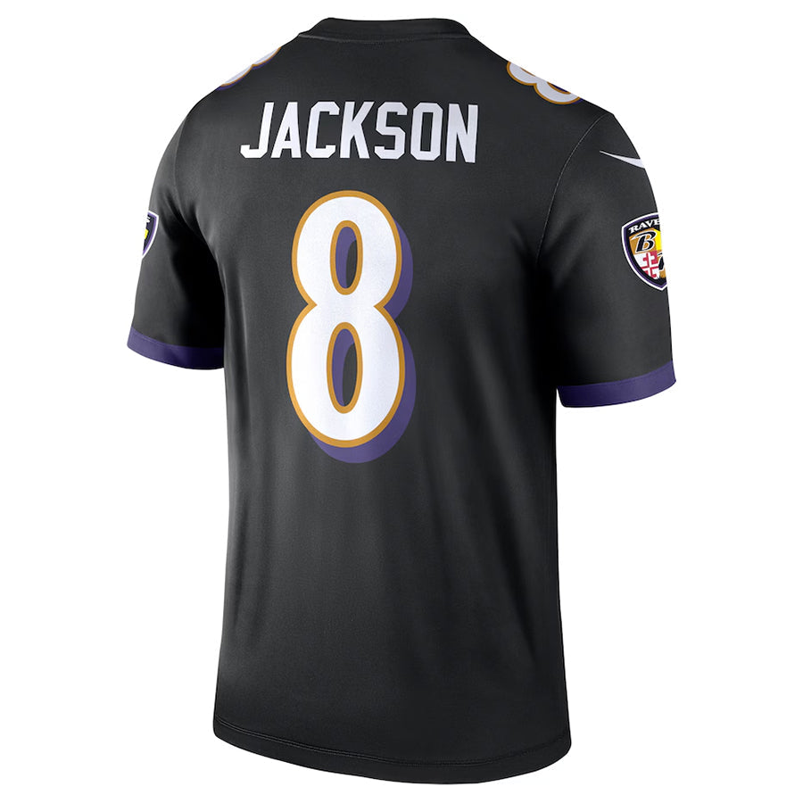 B.Ravens #8 Lamar Jackson Player Black Legend Performance Football Jerseys football jersey product view 1