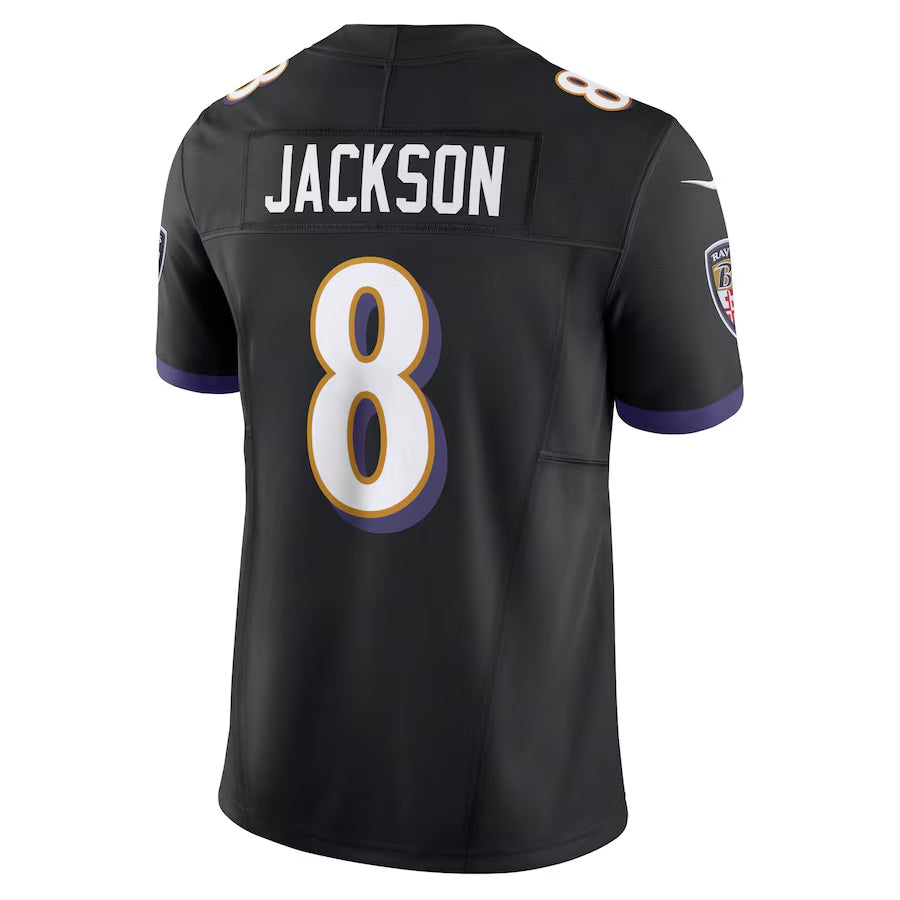 B.Ravens #8 Lamar Jackson Player Black Vapor F.U.S.E. Limited Football Jerseys football jersey product view 1