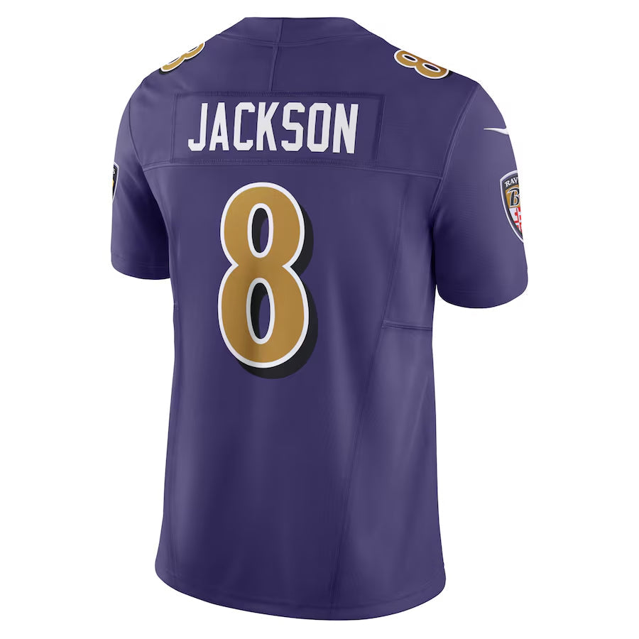 B.Ravens #8 Lamar Jackson Player Purple Vapor F.U.S.E. Limited Football Jerseys football jersey product view 1