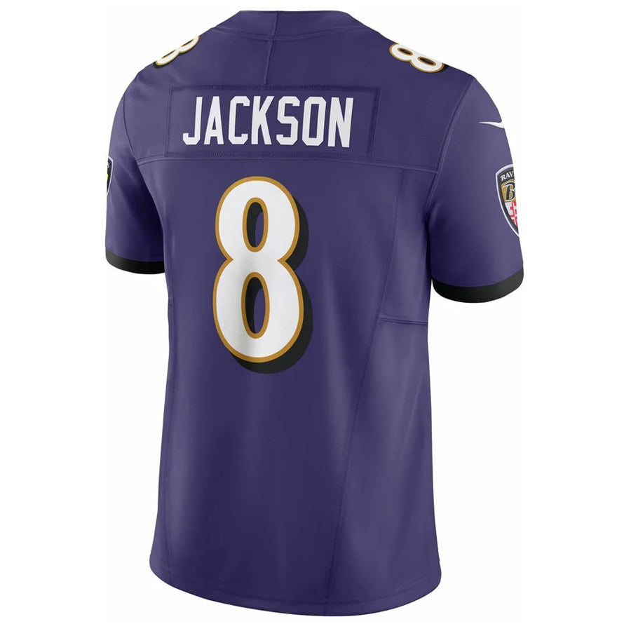 B.Ravens #8 Lamar Jackson Player Vapor F.U.S.E. Limited Purple Football Jerseys football jersey product view 1