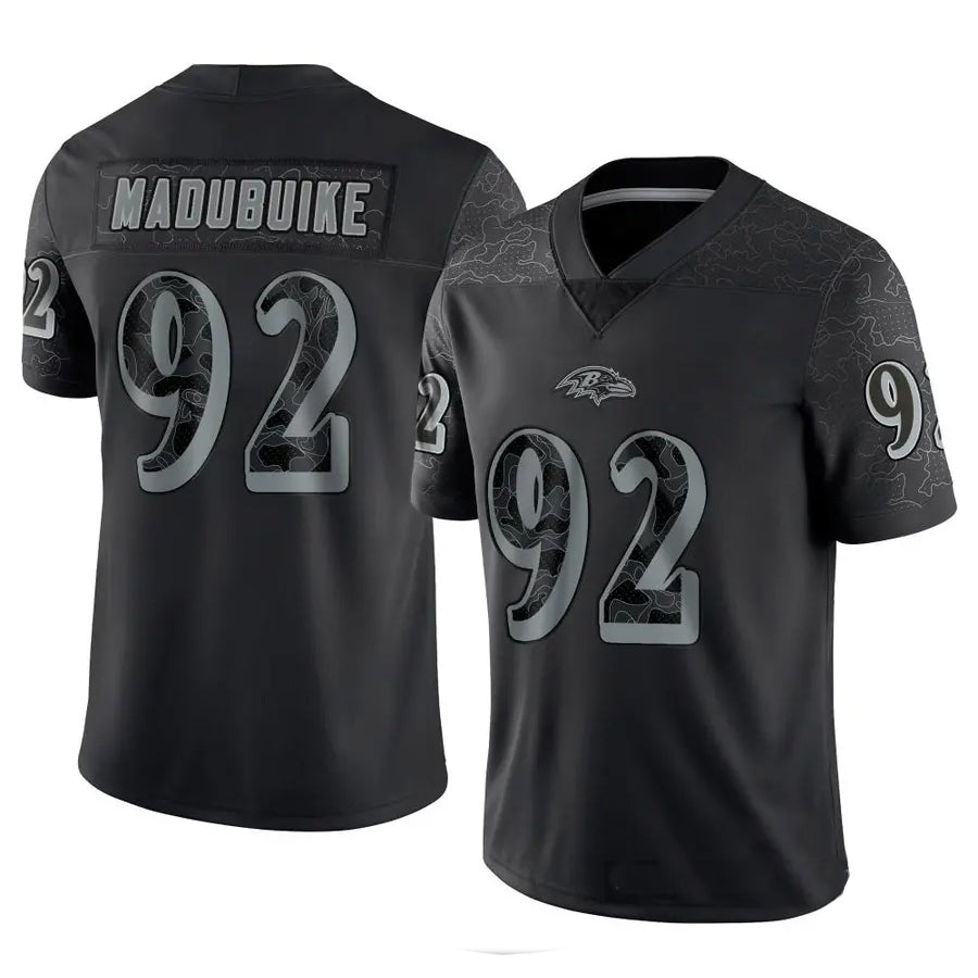 B.Ravens #92 Justin Madubuike Player Black REFLECTIVE Limited Football Jerseys football jersey product view 1